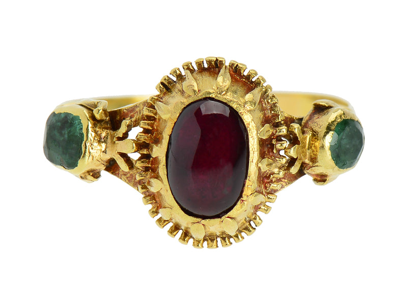 Spanish Flair - 18th Century Garnet Emerald Ring