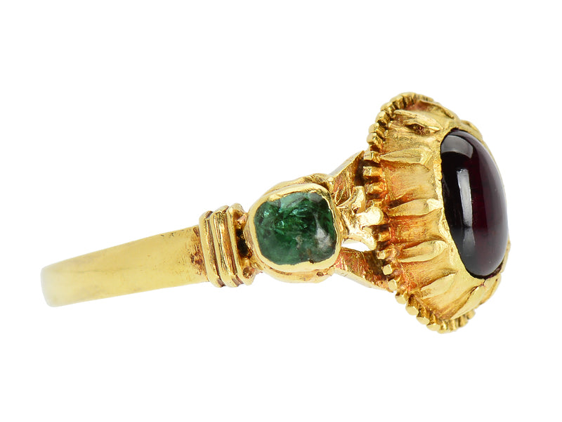 Spanish Flair - 18th Century Garnet Emerald Ring