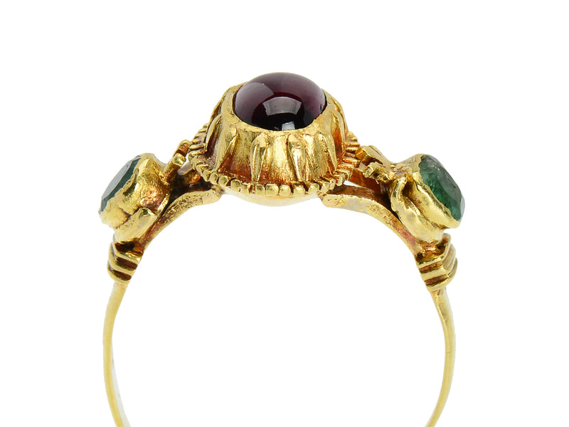 Spanish Flair - 18th Century Garnet Emerald Ring