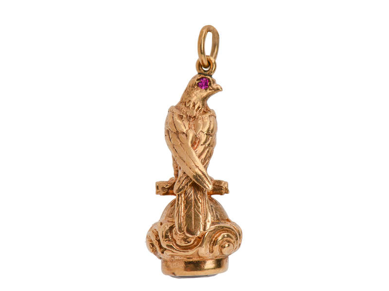 Antique Gold Falcon Garnet Seal Fob
