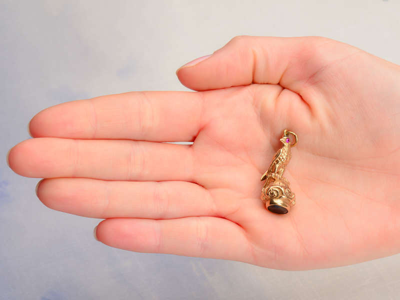 Antique Gold Falcon Garnet Seal Fob