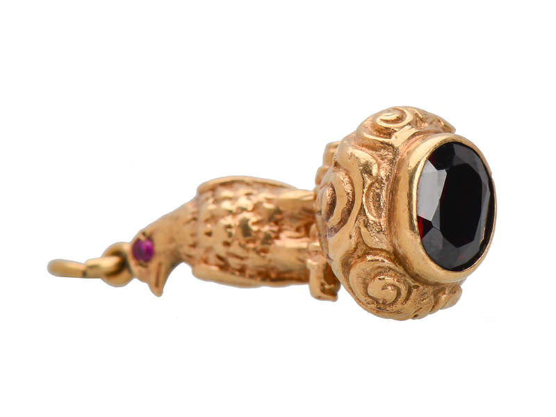 Antique Gold Falcon Garnet Seal Fob