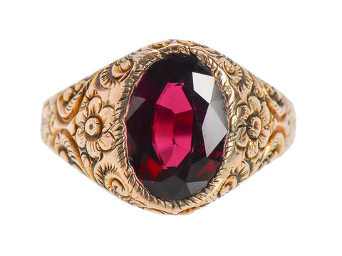 Edwardian Man's Garnet Ring