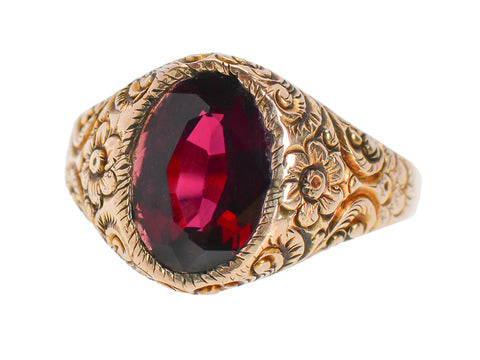 Edwardian Man's Garnet Ring