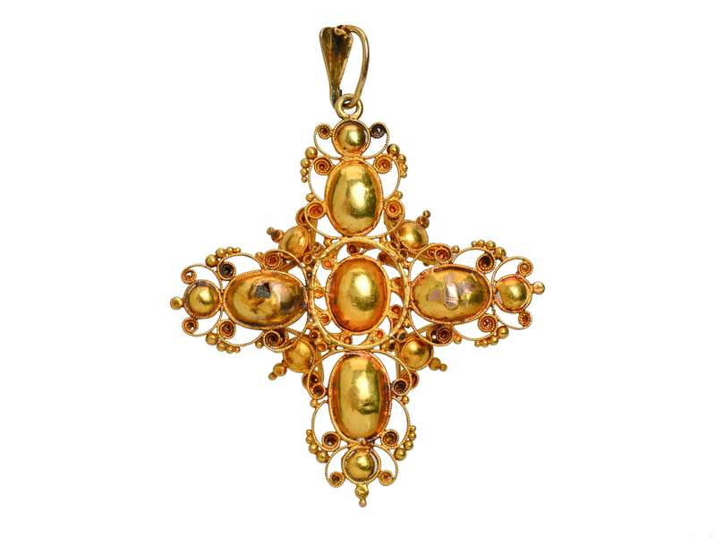 Georgian Garnet Pearl Gold Pendant