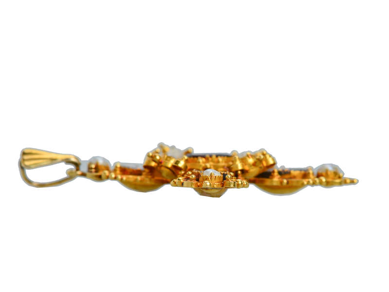 Georgian Garnet Pearl Gold Pendant
