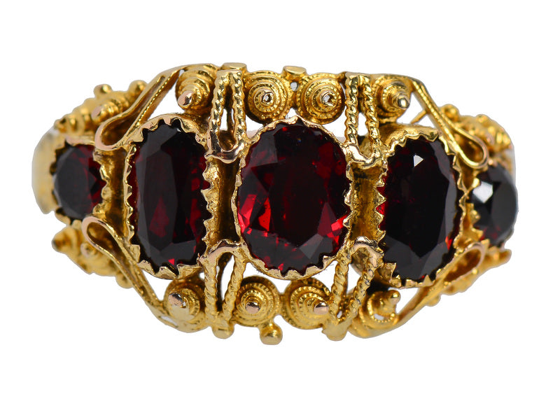 Georgian Five Stone Garnet Antique Ring