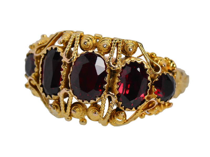 Georgian Five Stone Garnet Antique Ring