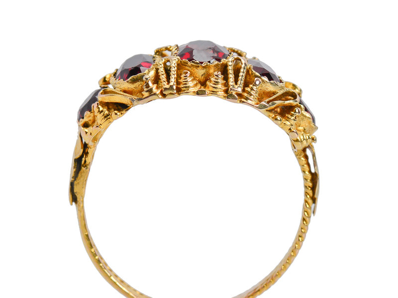 Georgian Five Stone Garnet Antique Ring
