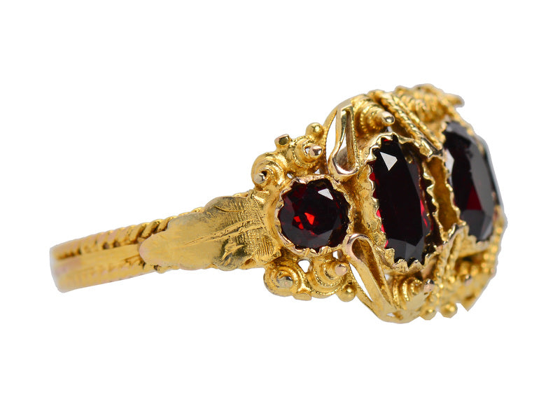 Georgian Five Stone Garnet Antique Ring