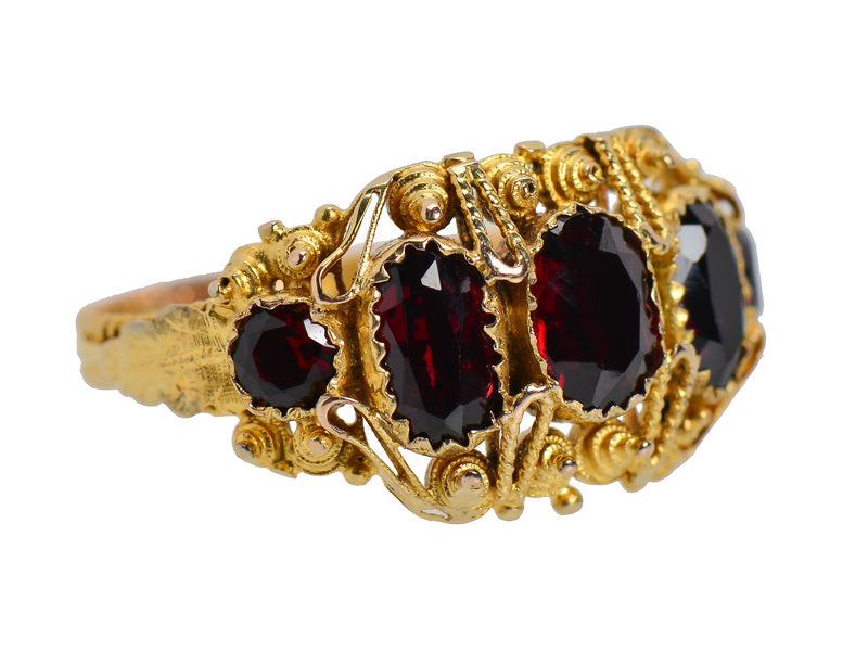 Georgian Five Stone Garnet Antique Ring
