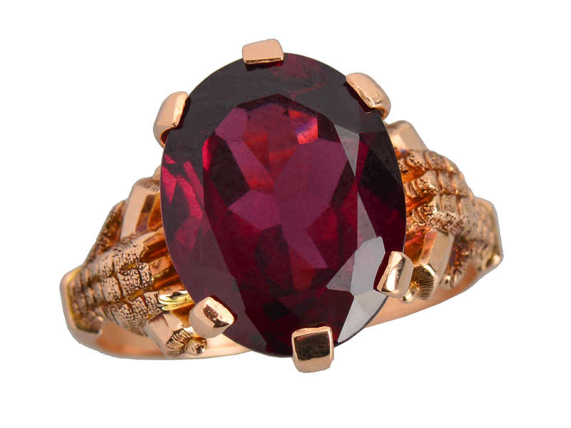 Strength - Garnet Gold Talon Claw Setting Ring