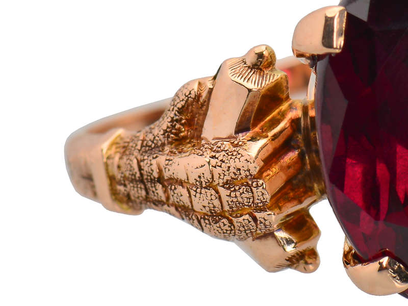 Strength - Garnet Gold Talon Claw Setting Ring