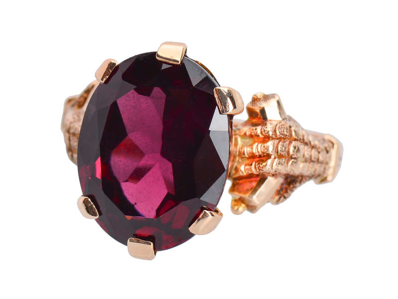 Strength - Garnet Gold Talon Claw Setting Ring