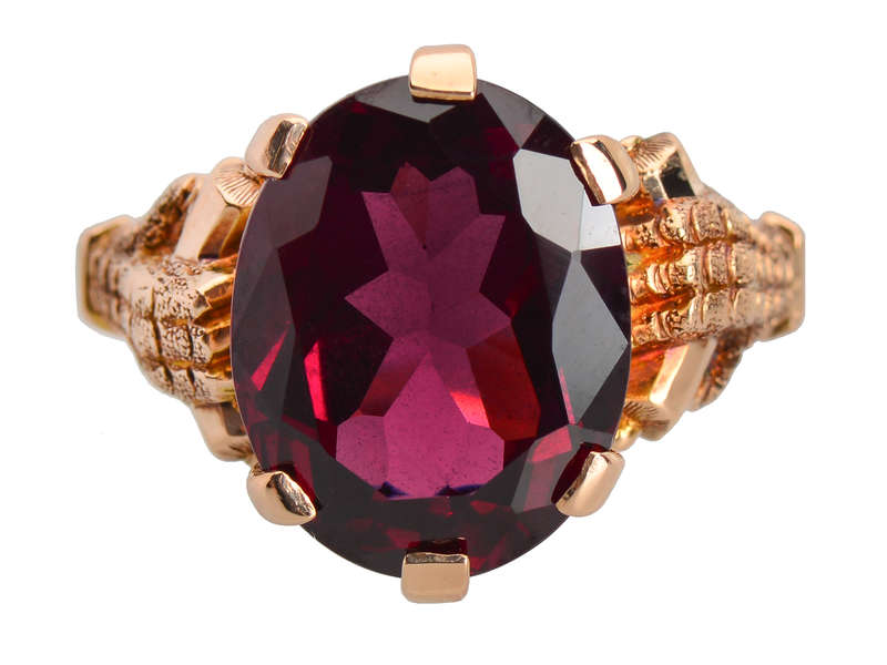 Strength - Garnet Gold Talon Claw Setting Ring