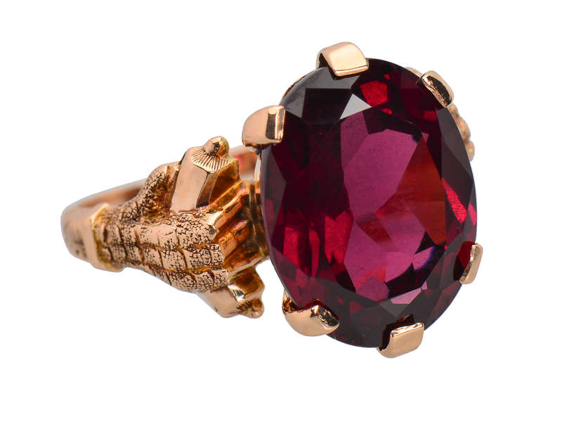 Strength - Garnet Gold Talon Claw Setting Ring