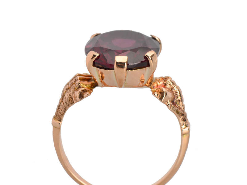 Strength - Garnet Gold Talon Claw Setting Ring