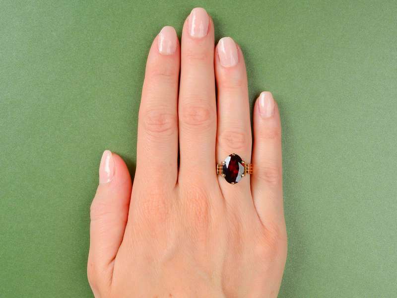 Fiery Flair - Garnet Solitaire Ring in Gold