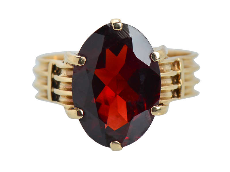 Fiery Flair - Garnet Solitaire Ring in Gold