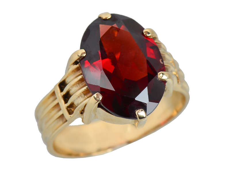 Fiery Flair - Garnet Solitaire Ring in Gold