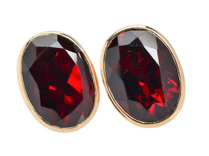 Garnet Glory - Vintage Gold Stud Earrings