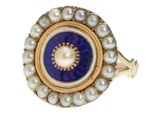 Georgian Blue Enamel Pearl Ring