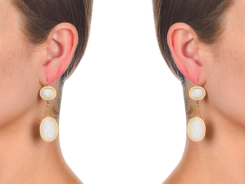 Georgian Cameo Earrings Medusa, Aphrodite & Eros