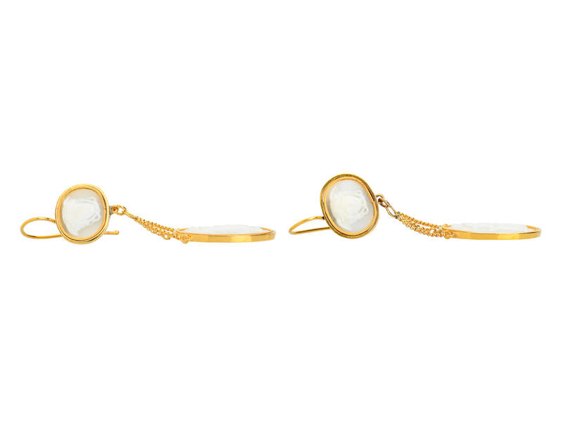 Georgian Cameo Earrings Medusa, Aphrodite & Eros