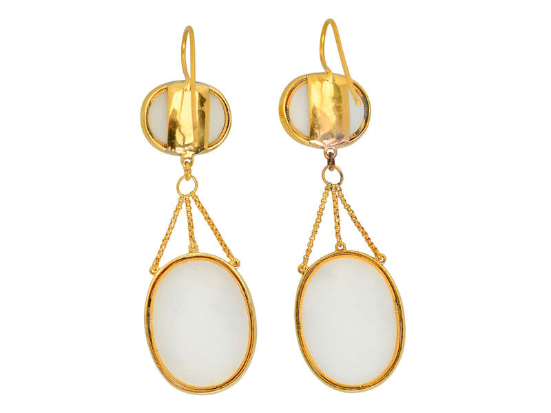 Georgian Cameo Earrings Medusa, Aphrodite & Eros