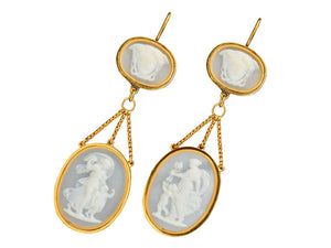 Georgian Cameo Earrings Medusa, Aphrodite & Eros
