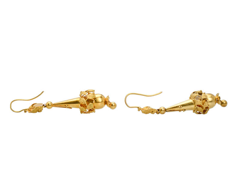 Georgian Gold Dangle Torpedo Shaped Earrings