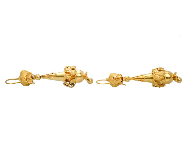 Georgian Gold Dangle Torpedo Shaped Earrings