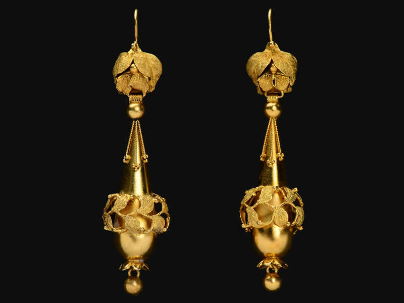 Georgian Gold Dangle Torpedo Shaped Earrings
