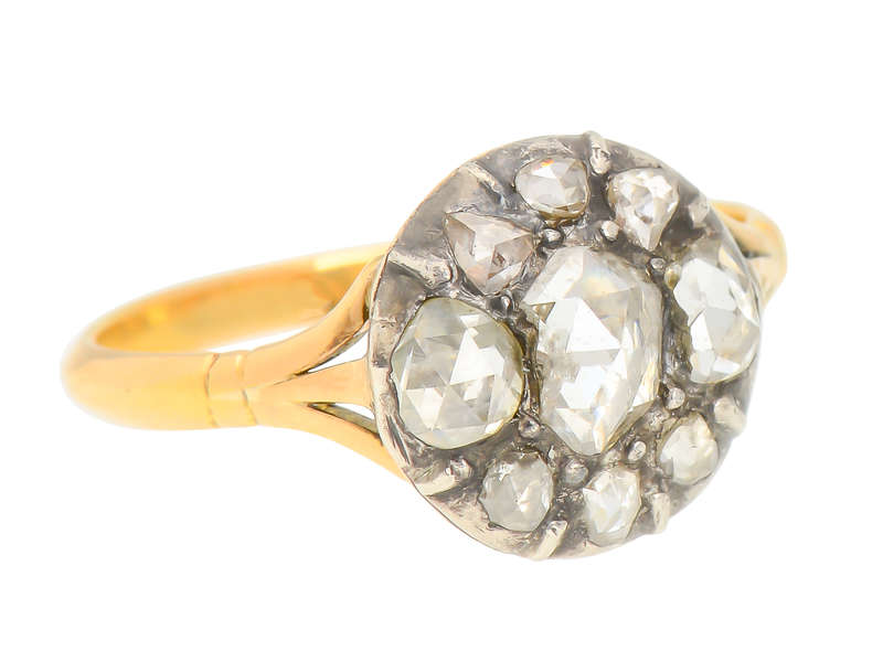 Georgian Rose Cut Diamond Cluster Ring