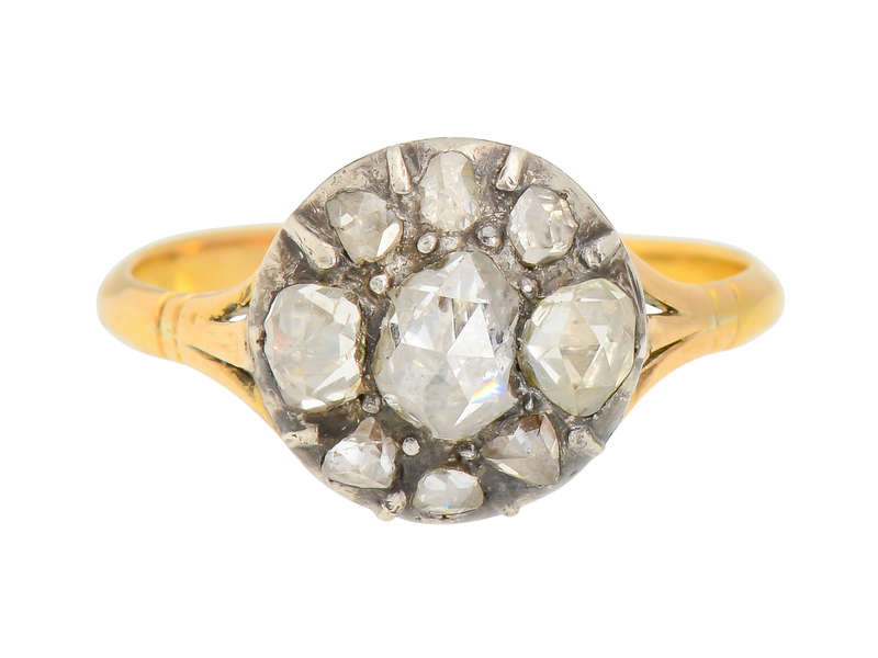 Georgian Rose Cut Diamond Cluster Ring