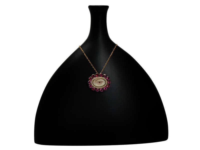 Rare Georgian Garnet Lover's Eye Brooch