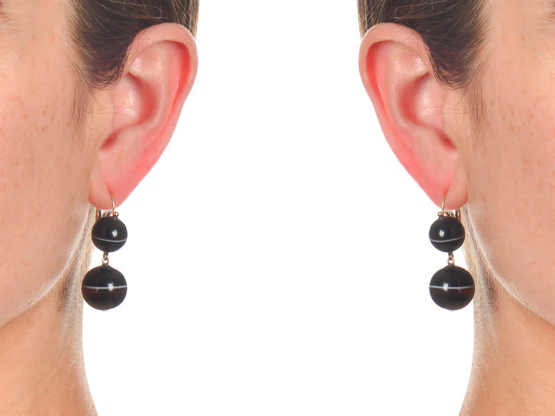 Victorian Banded Agate Earrings