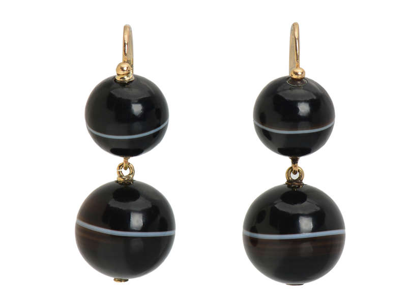 Victorian Banded Agate Earrings