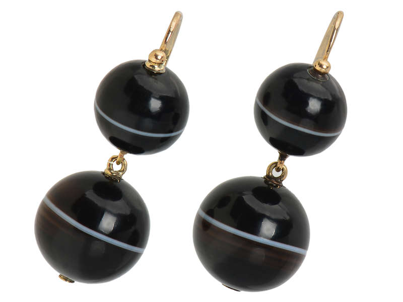 Victorian Banded Agate Earrings