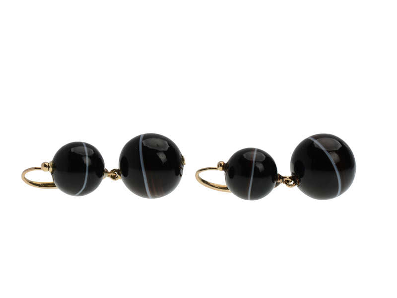Victorian Banded Agate Earrings