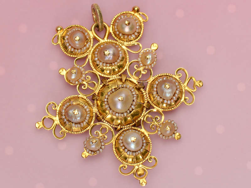 Georgian Natural Saltwater Pearl Pendant