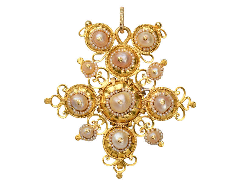Georgian Natural Saltwater Pearl Pendant