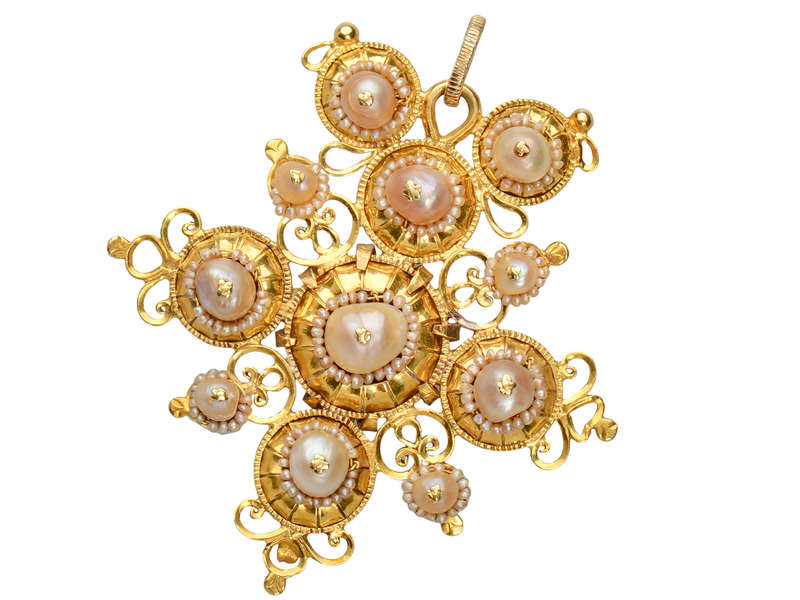 Georgian Natural Saltwater Pearl Pendant