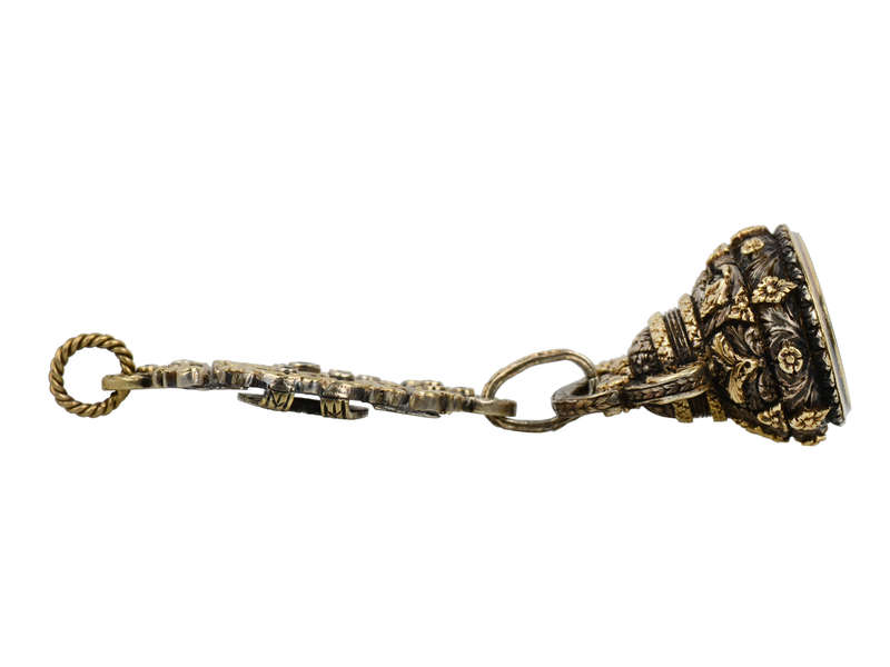 Lavish Emerald, Gold & Silver Georgian Seal Fob