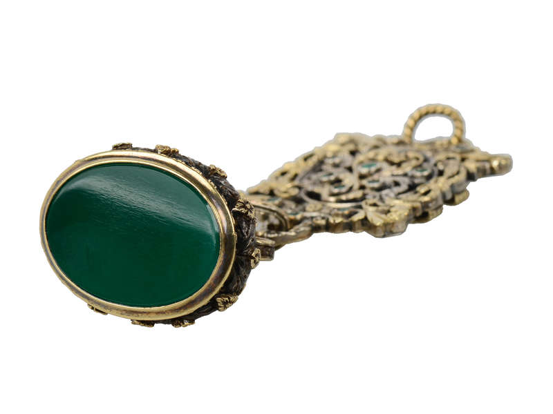 Lavish Emerald, Gold & Silver Georgian Seal Fob
