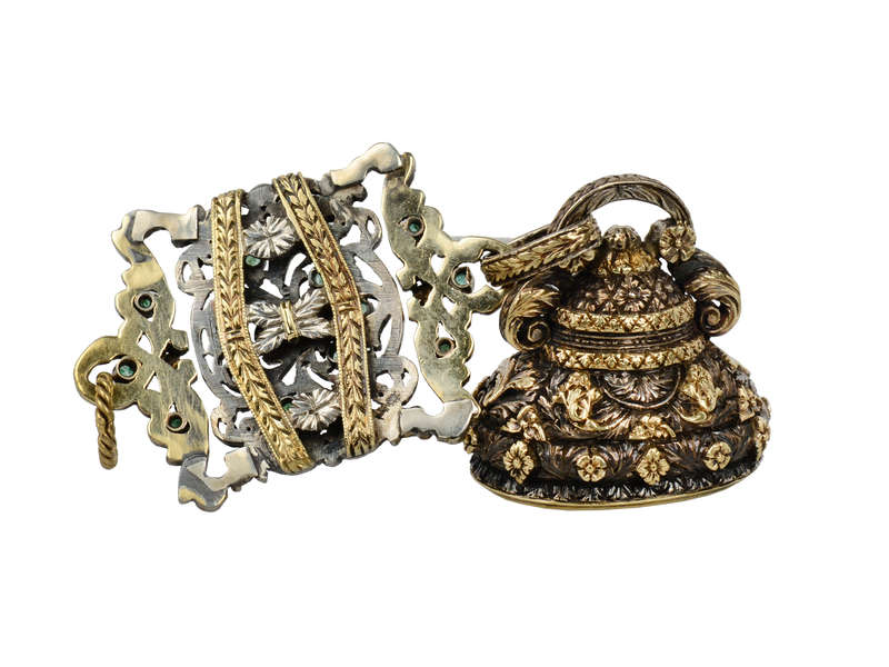 Lavish Emerald, Gold & Silver Georgian Seal Fob