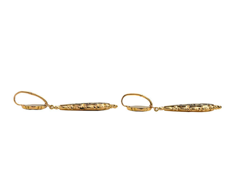 Georgian Swiss Enamel Day Night Earrings