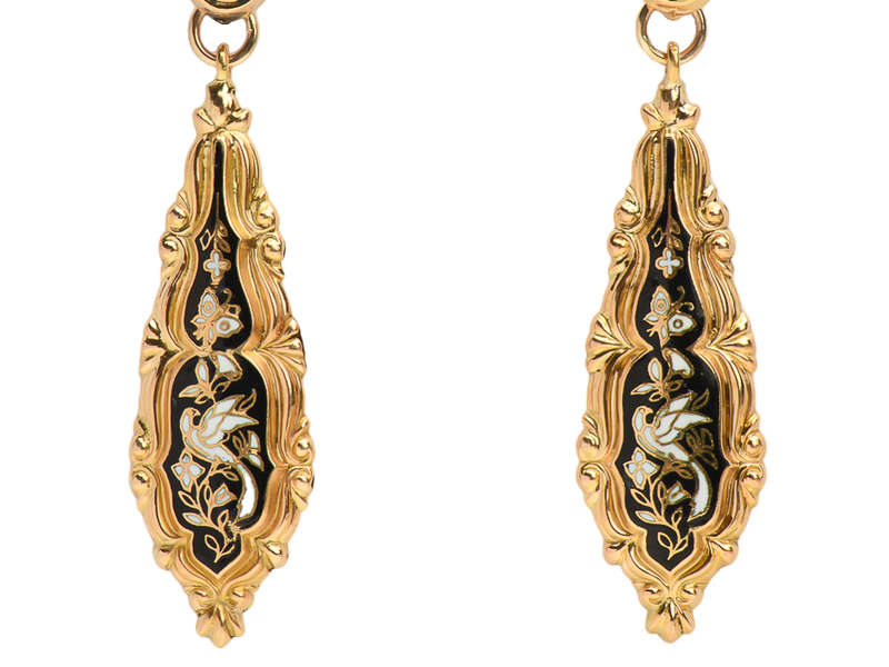 Georgian Swiss Enamel Day Night Earrings
