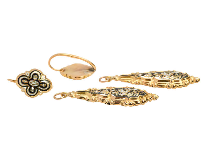 Georgian Swiss Enamel Day Night Earrings