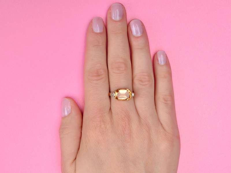 Georgian Topaz Table Cut Diamond Ring